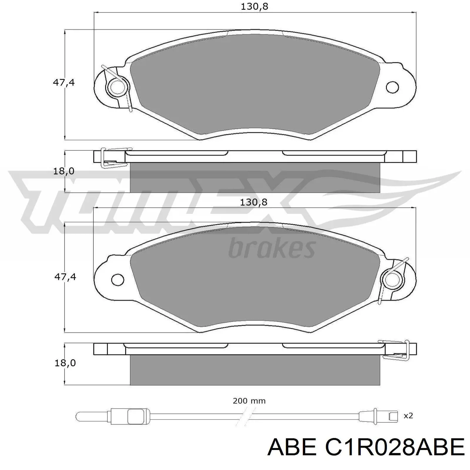 C1R028ABE ABE Передні гальмівні колодки