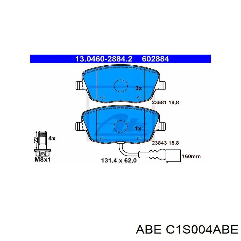 Гальмівні колодки ABE C1S004ABE ціна, від 21.53 USD