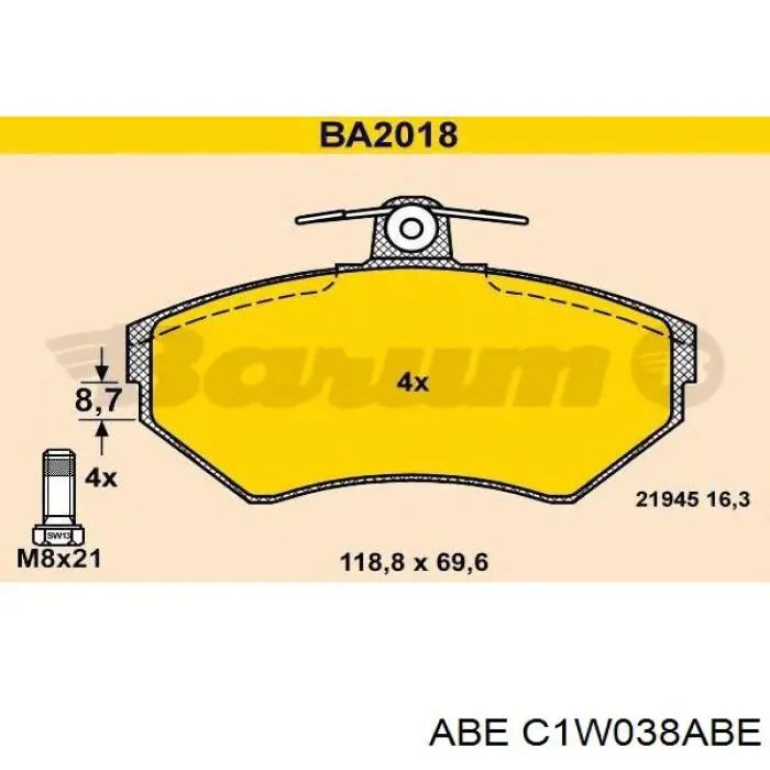Гальмівні колодки ABE C1W038ABE ціна, від 16.23 USD