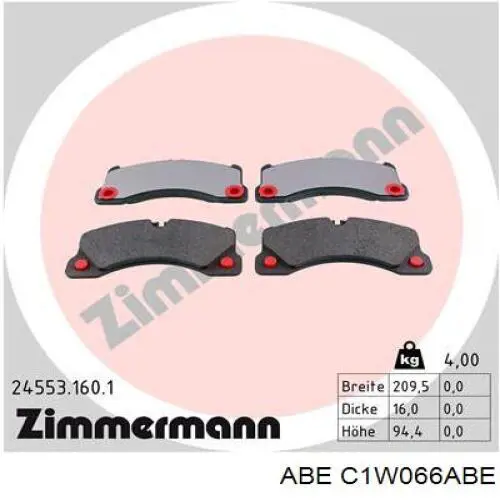 Купити C1W066ABE ABE Колодки гальмівні передні, дискові