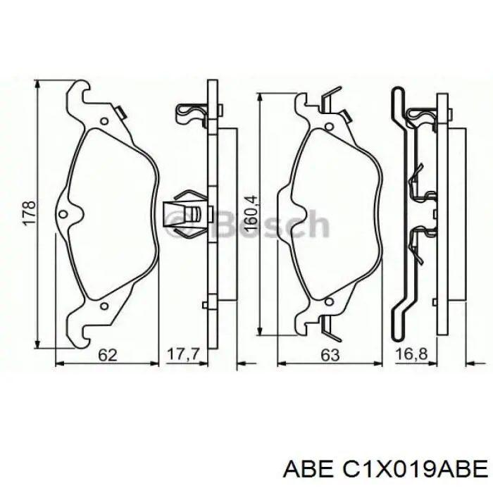 Передні тормозні колодки C1X019ABE ABE
