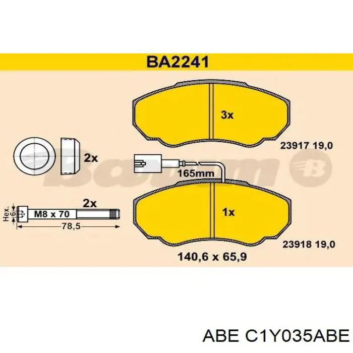 Гальмівні колодки ABE C1Y035ABE ціна, від 38.17 USD
