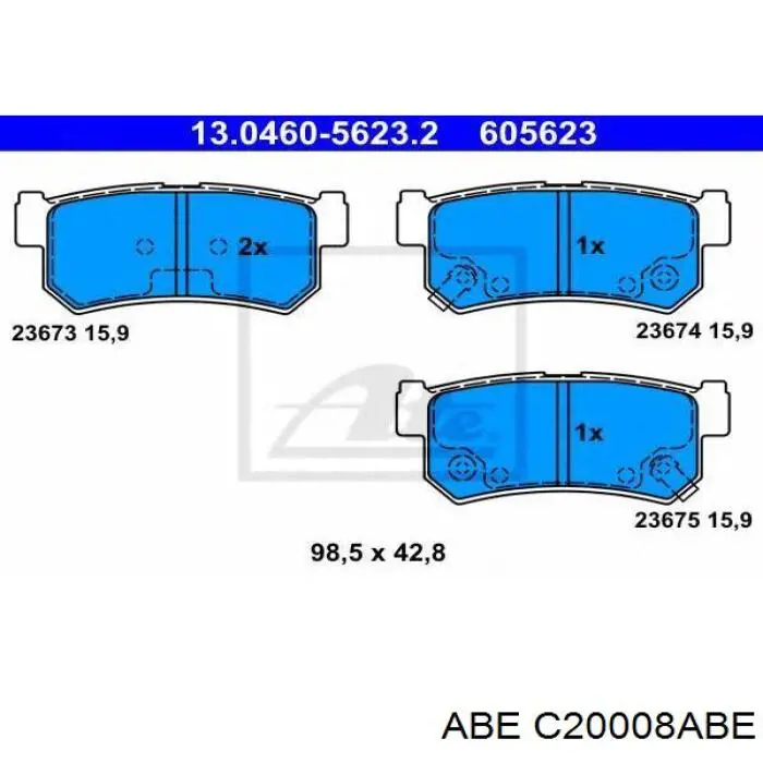 Колодки гальмові задні, дискові C20008ABE ABE