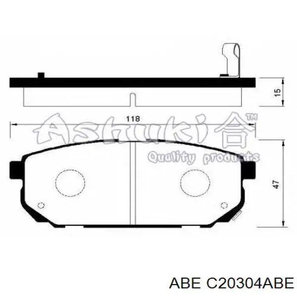 Задні гальмівні колодки ABE C20304ABE ціна, від 16.78 USD