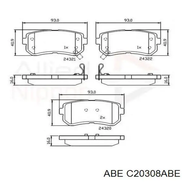 Задні гальмівні колодки C20308ABE ABE
