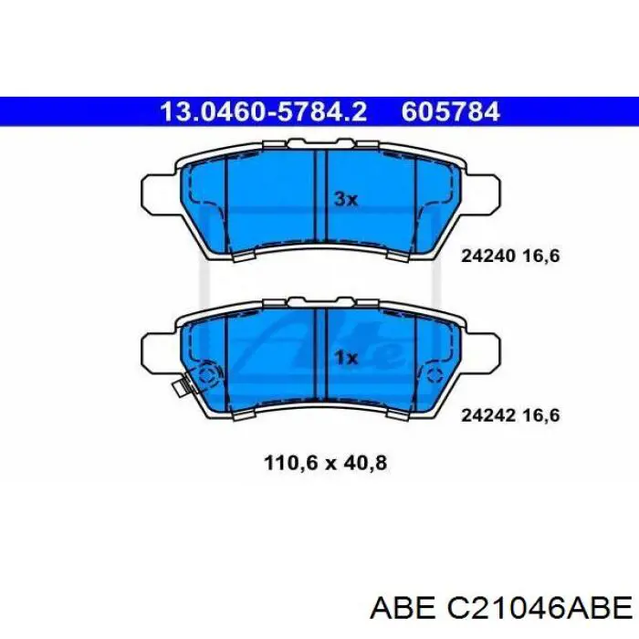 Задні гальмівні колодки ABE C21046ABE ціна, від 15.51 USD