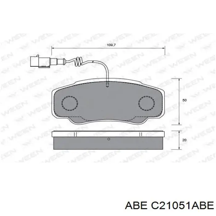 Задні гальмівні колодки ABE C21051ABE ціна, від 24.19 USD