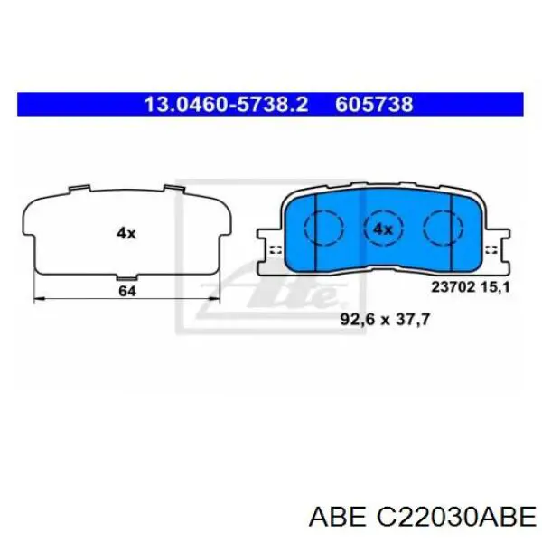 Задні дискові колодки ABE C22030ABE