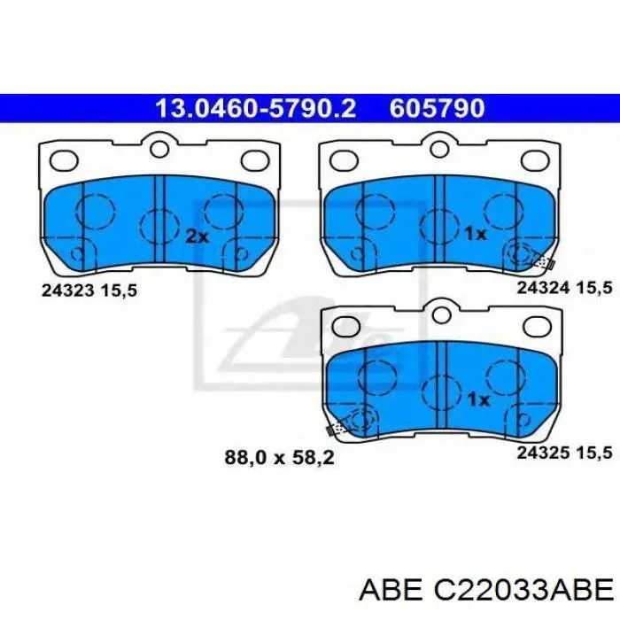 Задні гальмівні колодки ABE C22033ABE ціна, від 17.06 USD
