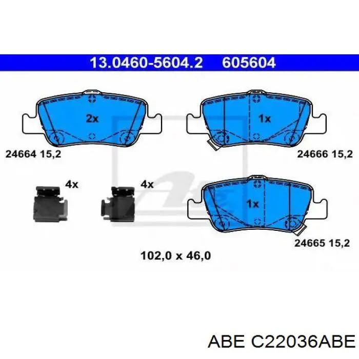 Задні гальмівні колодки ABE C22036ABE ціна, від 15.12 USD