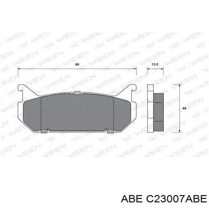 C23007ABE ABE Колодки гальмівні задні, дискові