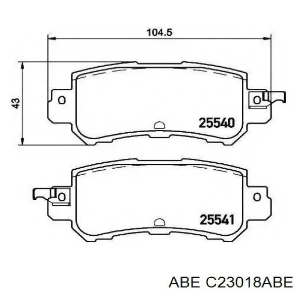 Задні гальмівні колодки ABE C23018ABE ціна, від 19.13 USD