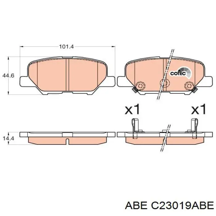 Колодки гальмові задні, дискові C23019ABE ABE