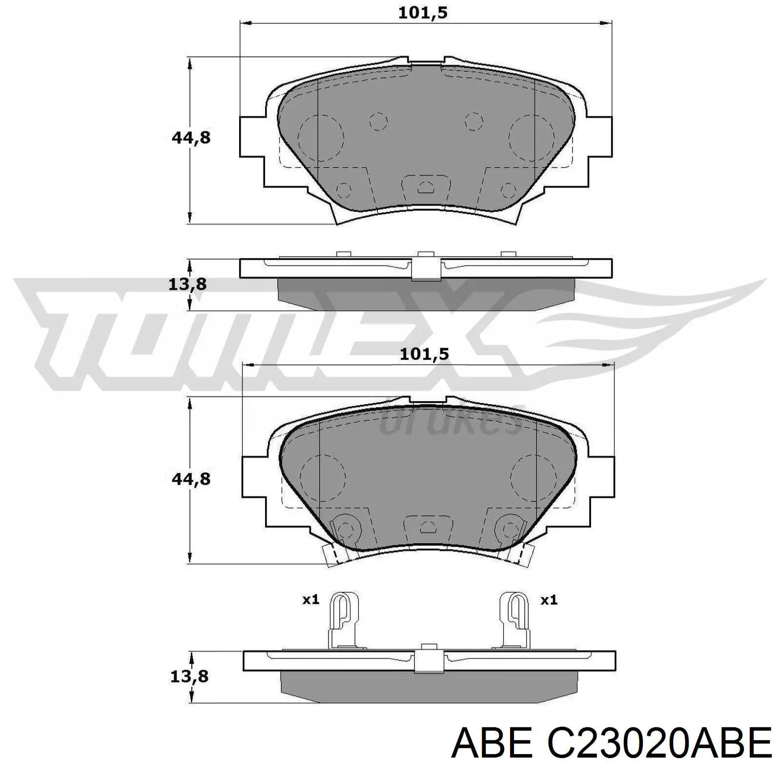 C23020ABE ABE Колодки гальмівні задні, дискові