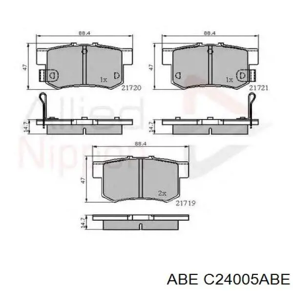 Задні гальмівні колодки ABE C24005ABE ціна, від 12.19 USD