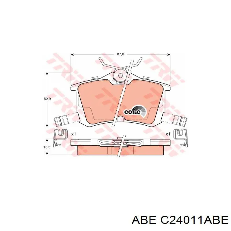 C24011ABE ABE Колодки гальмівні задні, дискові
