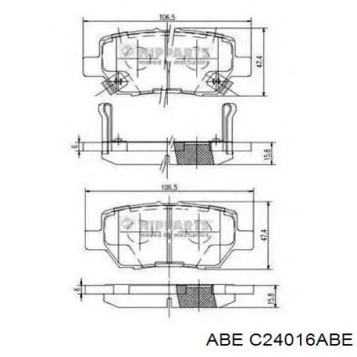 Задні гальмівні колодки ABE C24016ABE ціна, від 21.75 USD