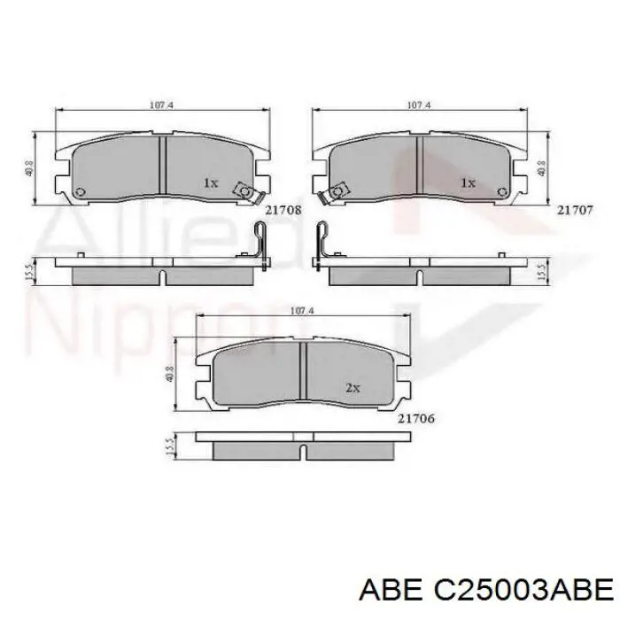 Задні гальмівні колодки ABE C25003ABE ціна, від 13.26 USD