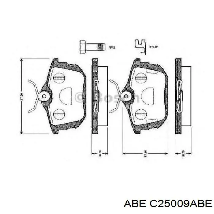 Задні гальмівні колодки C25009ABE ABE