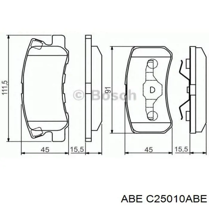 Задні гальмівні колодки C25010ABE ABE