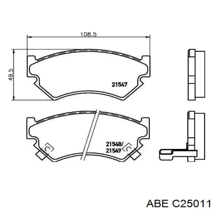 C25011 ABE Колодки гальмівні задні, дискові