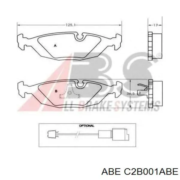 Купити C2B001ABE ABE Задні колодки