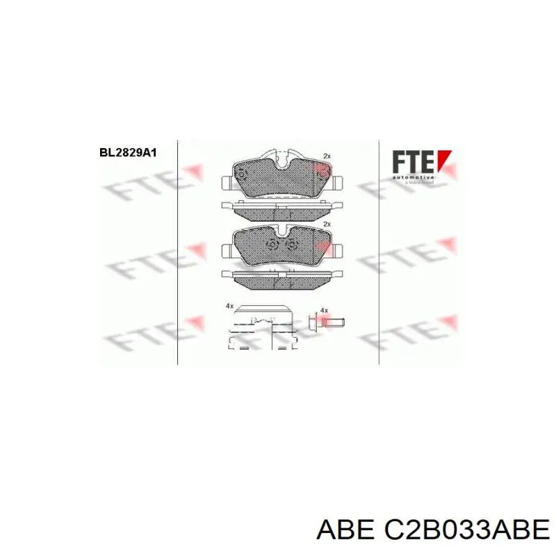 C2B033ABE ABE колодки гальмові задні, дискові