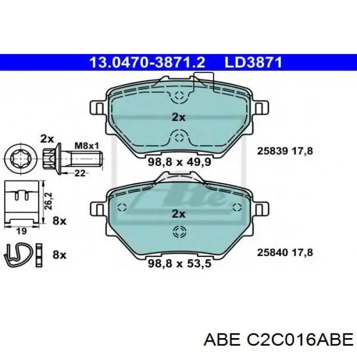 Купити C2C016ABE ABE Задні колодки