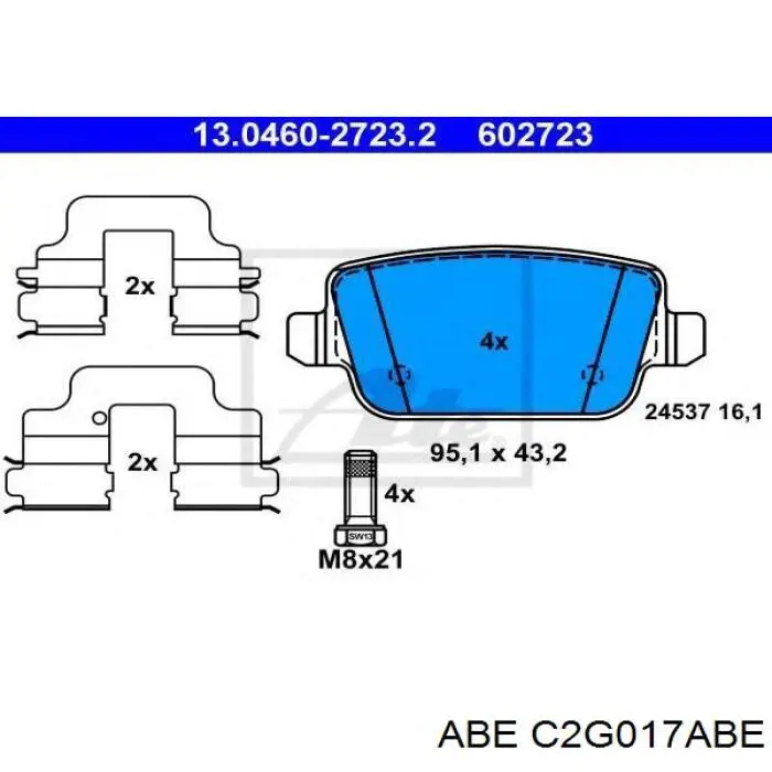 Купити C2G017ABE ABE Задні колодки