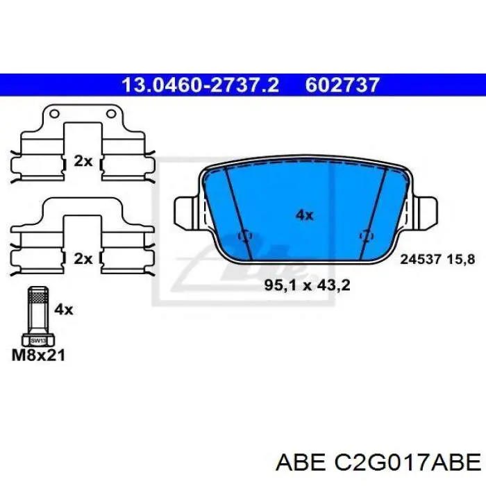 Задні гальмівні колодки ABE C2G017ABE ціна, від 17.45 USD