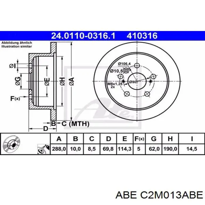 Задні гальмівні колодки ABE C2M013ABE ціна, від 12.35 USD