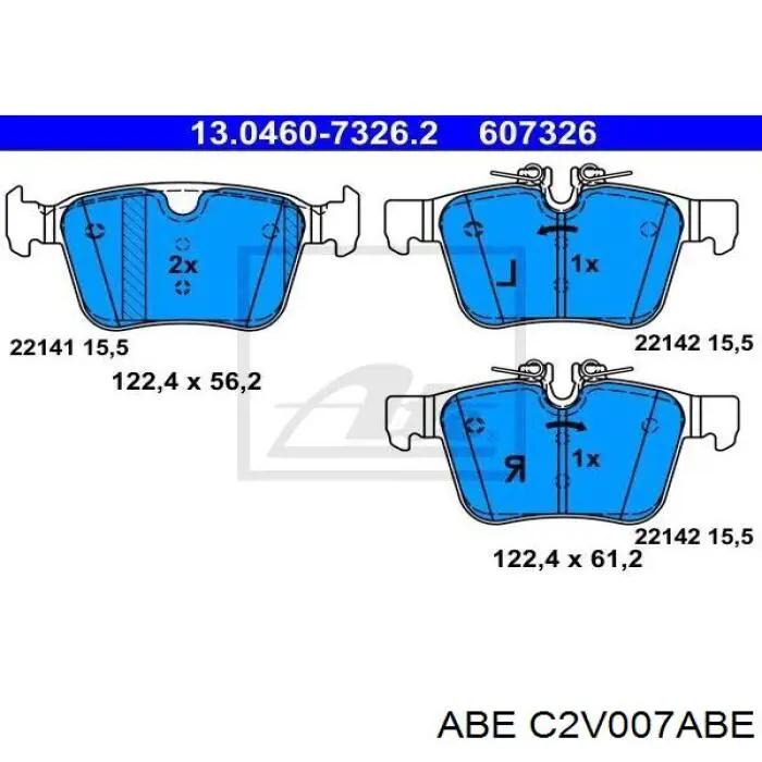 Задні гальмівні колодки ABE C2V007ABE ціна, від 28.05 USD