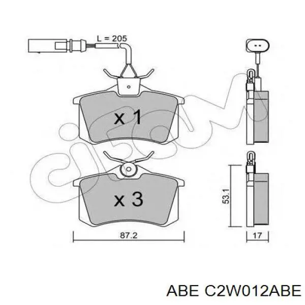 Задні дискові колодки ABE C2W012ABE