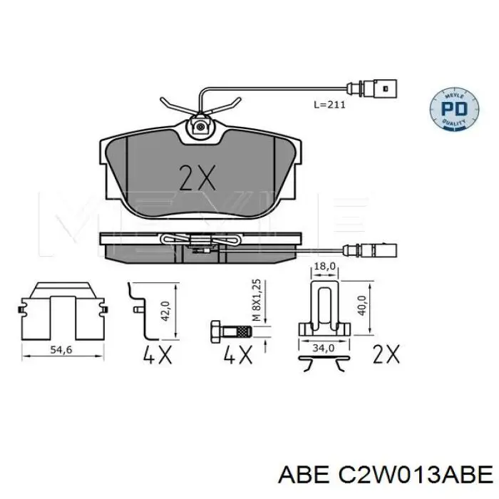 Задні дискові колодки ABE C2W013ABE