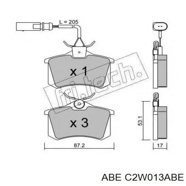 C2W013ABE ABE Колодки гальмівні задні, дискові