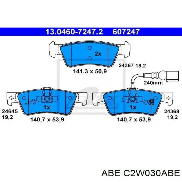 Задні гальмівні колодки ABE C2W030ABE ціна, від 28.96 USD