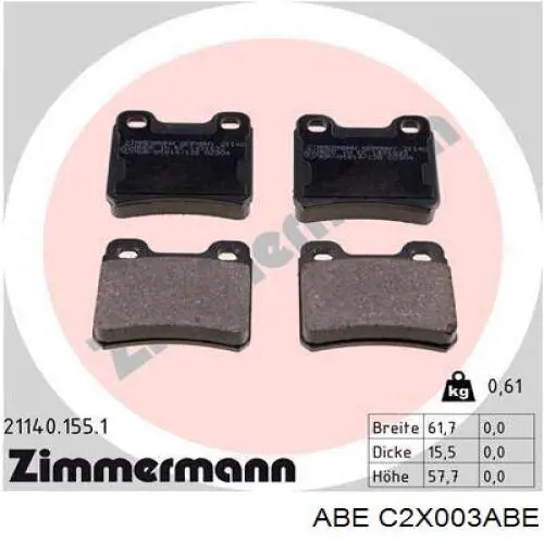 Задні гальмівні колодки ABE C2X003ABE ціна, від 10.58 USD