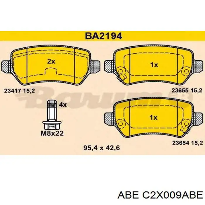 Задні дискові колодки ABE C2X009ABE