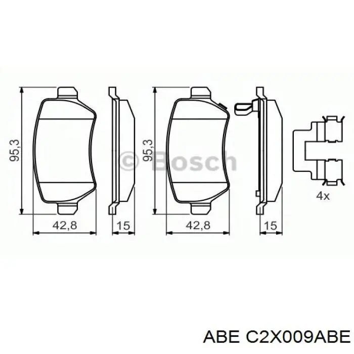 C2X009ABE ABE Колодки гальмівні задні, дискові