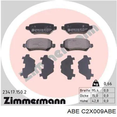Задні гальмівні колодки ABE C2X009ABE ціна, від 13.64 USD