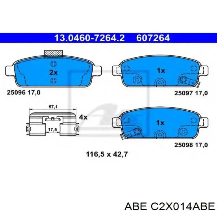 Задні гальмівні колодки ABE C2X014ABE ціна, від 17.86 USD