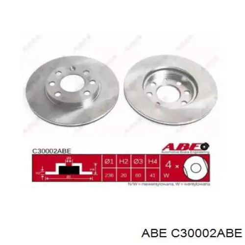 Диск гальмівний передній ABE C30002ABE
