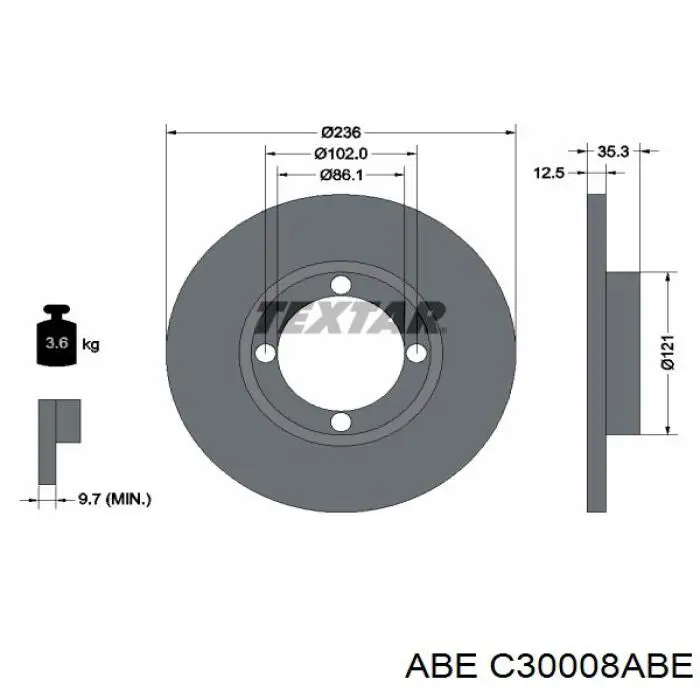 Диск гальмівний передній C30008ABE ABE