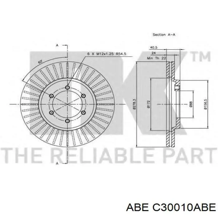Диск гальмівний передній ABE C30010ABE