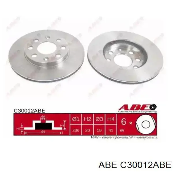 Диск переднього гальма ABE C30012ABE ціна, від 19.71 USD