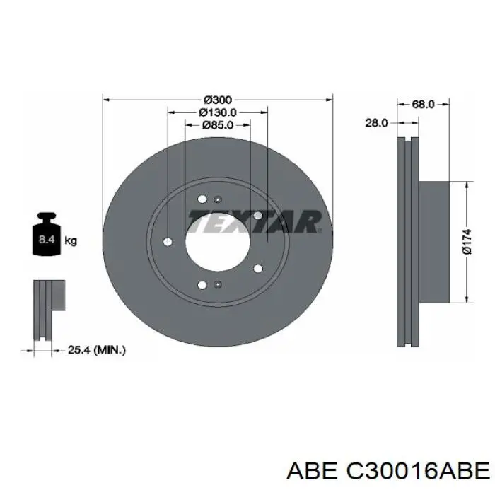 Диск переднього гальма ABE C30016ABE ціна, від 55.99 USD