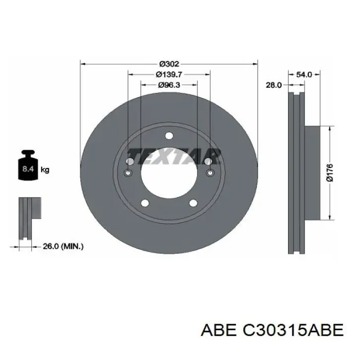 Диск гальмівний передній ABE C30315ABE