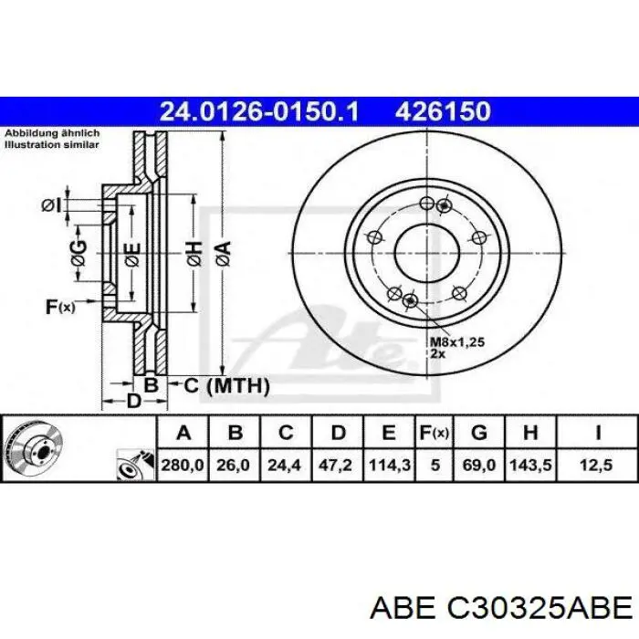 Гальмівні диски передні C30325ABE ABE