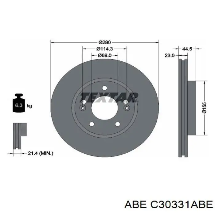 C30331ABE ABE диск гальмівний передній