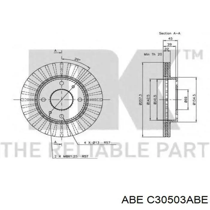 Гальмівні диски передні C30503ABE ABE